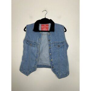 RD Rustic Denim Blue Jean Vest Retro Destressed Soft Jacket Button Down Large
